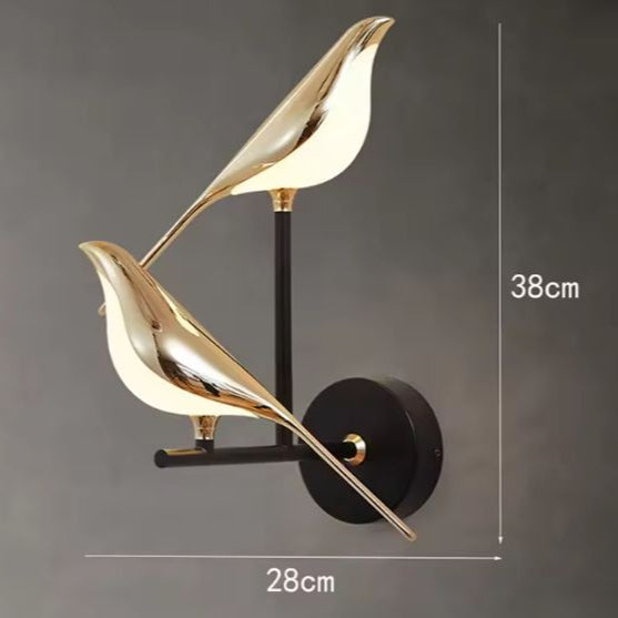 Gouden Vogel LED Wandlamp – Creatieve Muurlamp met Kunstzinnig Design
