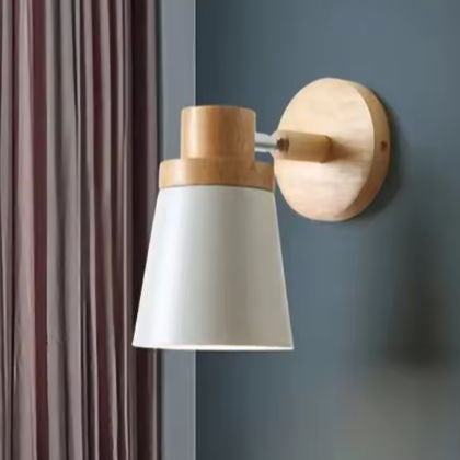 Moderne LED Wandlamp – IJzer & Hout, E27 Macaron Design