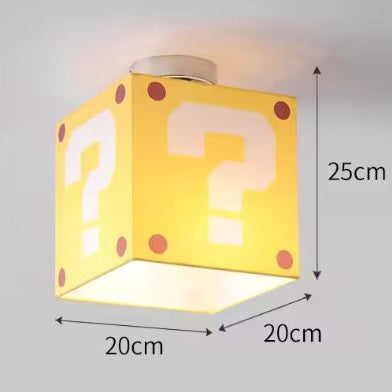 Gele Vraagteken Plafondlamp – Creatieve Kinderkamerlamp van Stof en IJzer