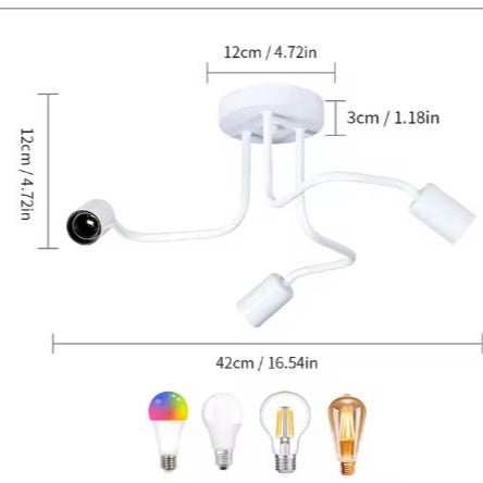 Industriële Plafondlamp – Witte Retro Kroonluchter met 3 E27 Fittingen
