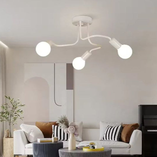 Industriële Plafondlamp – Witte Retro Kroonluchter met 3 E27 Fittingen