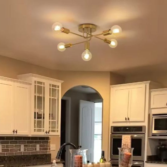 Retro Gouden Plafondlamp – 5-lichts E27 Industriële Kroonluchter