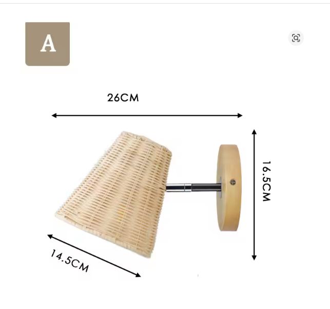 Retro Rotan Wandlamp – Handgeweven LED Wandkandelaar met Schakelaar