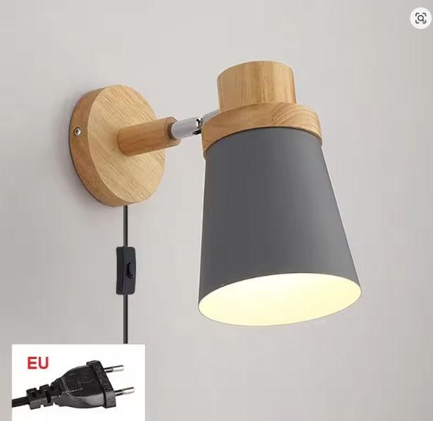 Moderne LED Wandlamp – IJzer & Hout, E27 Macaron Design