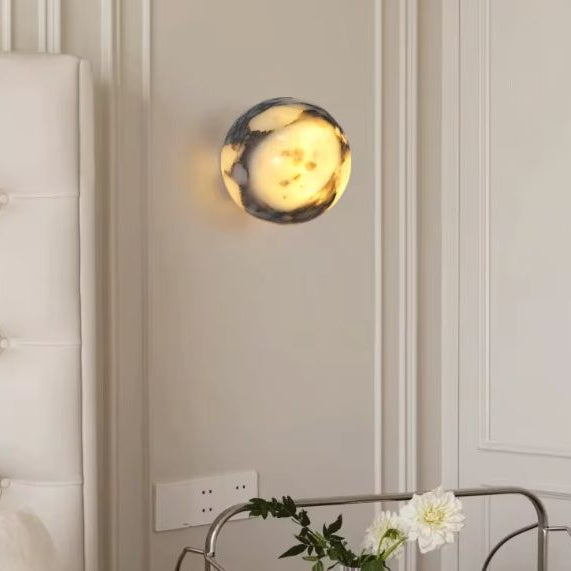 Luxe Wandlamp van Zwart Marmer – Moderne LED Sfeerverlichting