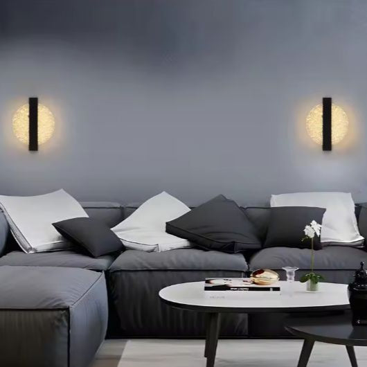 Moderne LED Wandlamp – Rond Zwart Design met Zilverfolie, 3500K Warm Licht