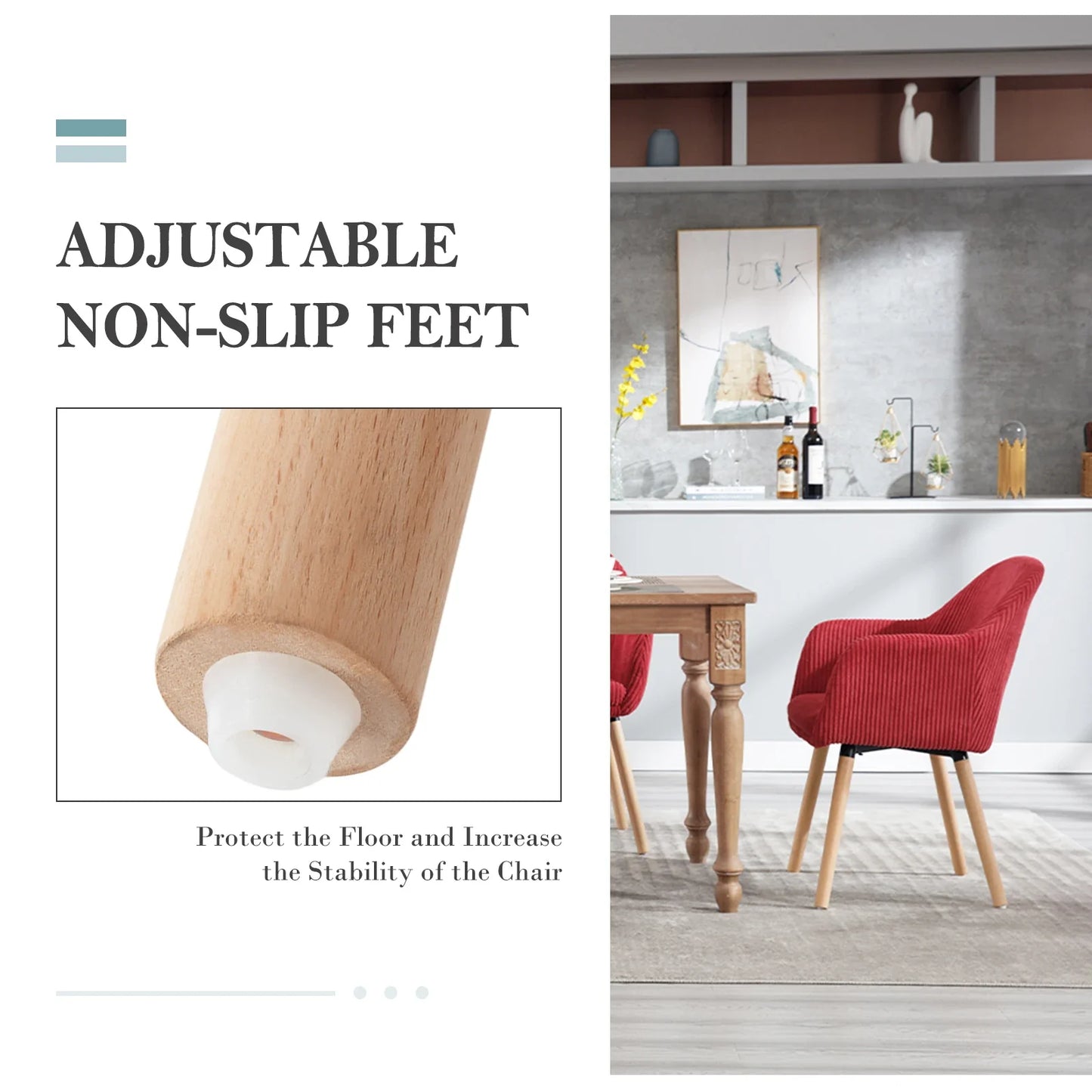 Moderne Eetkamerstoel met Armleuningen – Gestoffeerde Corduroy Keukenstoel – Scandinavisch Design – Comfortabele Rugleuning – Meerdere Kleuren