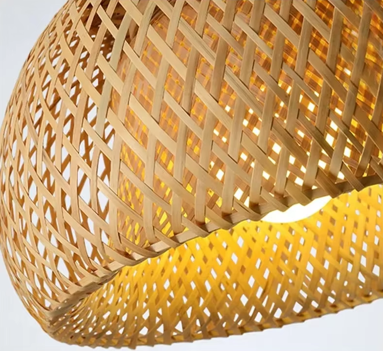 Boho Plafondlamp - Natuurlijke Bamboe en Rotan Plafondlamp - Handgeweven Designlamp