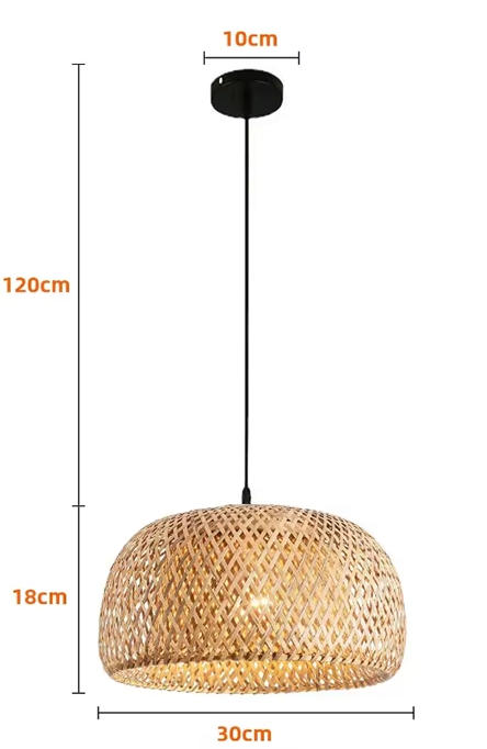 Boho Plafondlamp - Natuurlijke Bamboe en Rotan Plafondlamp - Handgeweven Designlamp