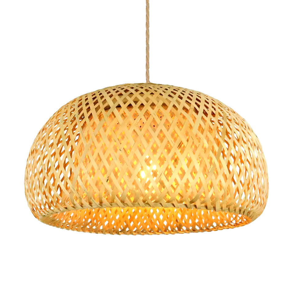 Boho Plafondlamp - Natuurlijke Bamboe en Rotan Plafondlamp - Handgeweven Designlamp