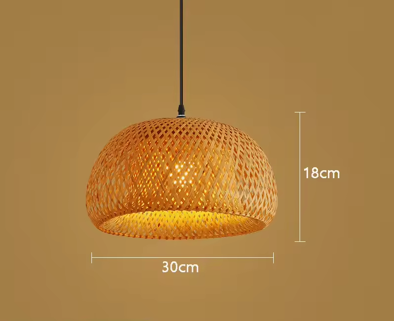 Boho Plafondlamp - Natuurlijke Bamboe en Rotan Plafondlamp - Handgeweven Designlamp