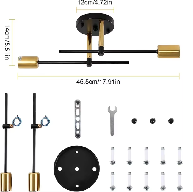 Moderne 2-Lichts Wand- en Plafondlamp E27 – Elegante en Minimalistische Binnenverlichting