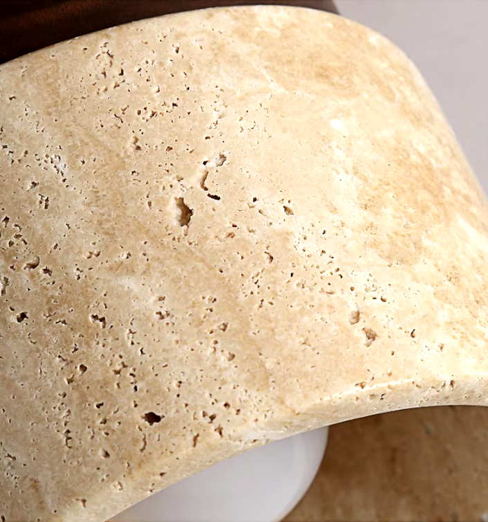 Inase Wabi-Sabi Plafondlamp van Travertijn en Hout