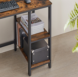Sedia L-vormig Hoekbureau met 2 Planken – Vintage Bruin-Zwart