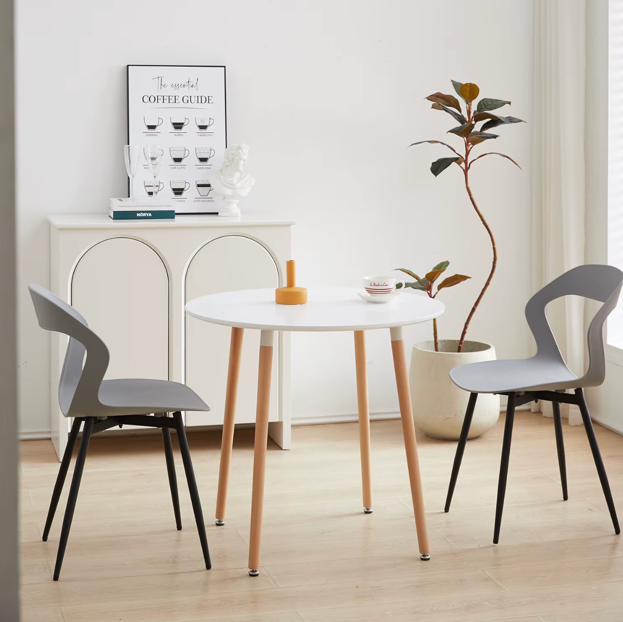 Set van 6 Scandinavische Eetkamerstoelen – Stijlvolle en Comfortabele Stoelen met Metalen Poten (Zwart/Grijs/Wit)