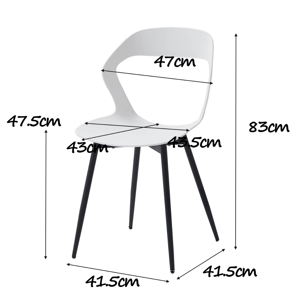 Set van 6 Scandinavische Eetkamerstoelen – Stijlvolle en Comfortabele Stoelen met Metalen Poten (Zwart/Grijs/Wit)