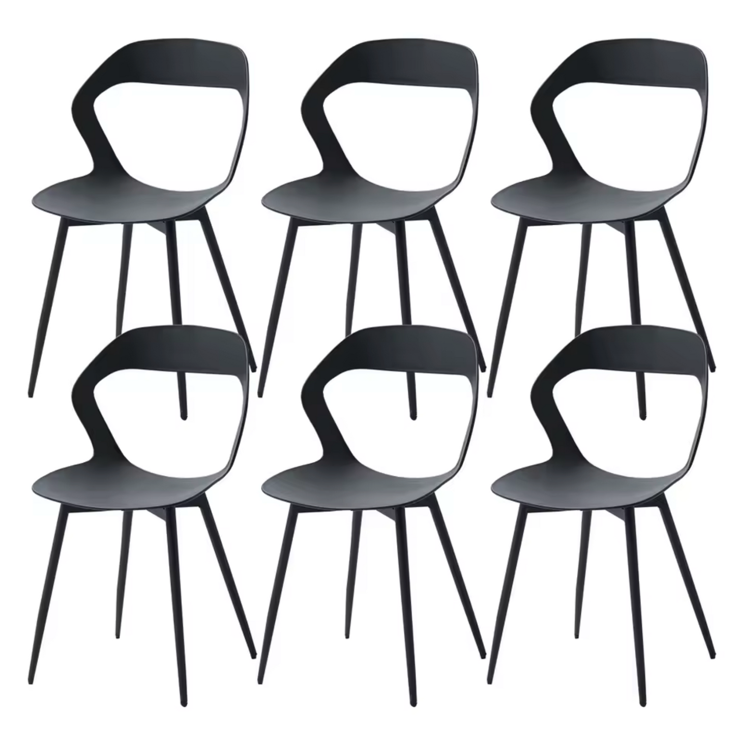 Set van 6 Scandinavische Eetkamerstoelen – Stijlvolle en Comfortabele Stoelen met Metalen Poten (Zwart/Grijs/Wit)