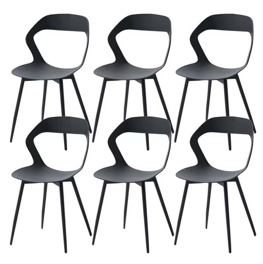 Set van 6 Scandinavische Eetkamerstoelen – Stijlvolle en Comfortabele Stoelen met Metalen Poten (Zwart/Grijs/Wit)