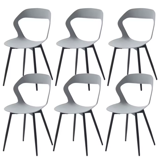 Set van 6 Scandinavische Eetkamerstoelen – Stijlvolle en Comfortabele Stoelen met Metalen Poten (Zwart/Grijs/Wit)