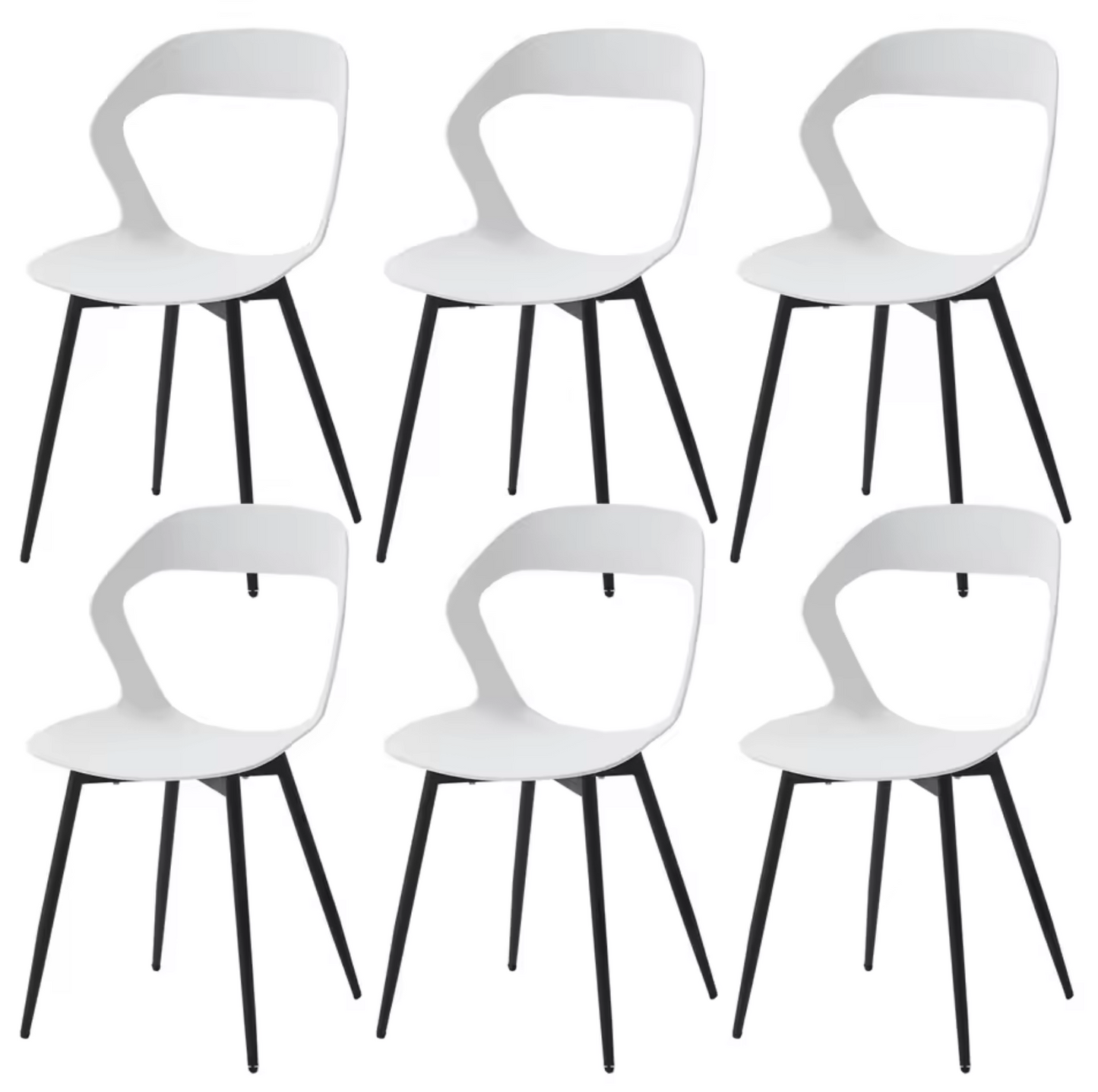 Set van 6 Scandinavische Eetkamerstoelen – Stijlvolle en Comfortabele Stoelen met Metalen Poten (Zwart/Grijs/Wit)
