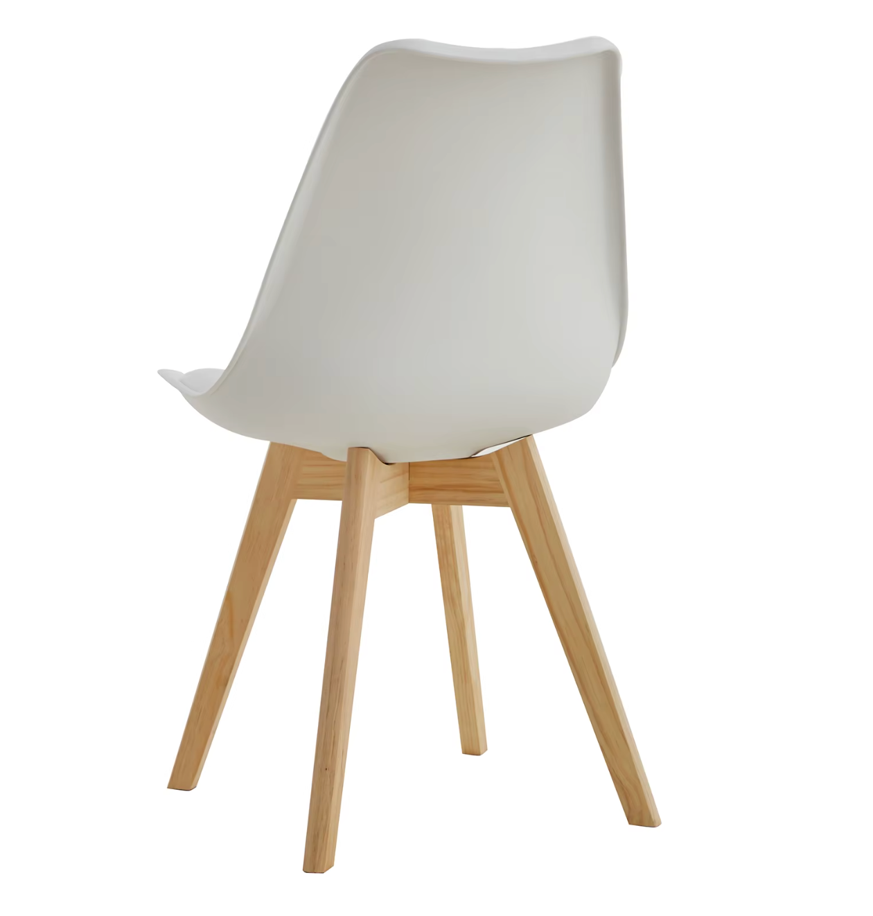 Set van 4/6 Scandinavische Stoelen Wit – PU-Lederen Zitting & Beukenhouten Poten