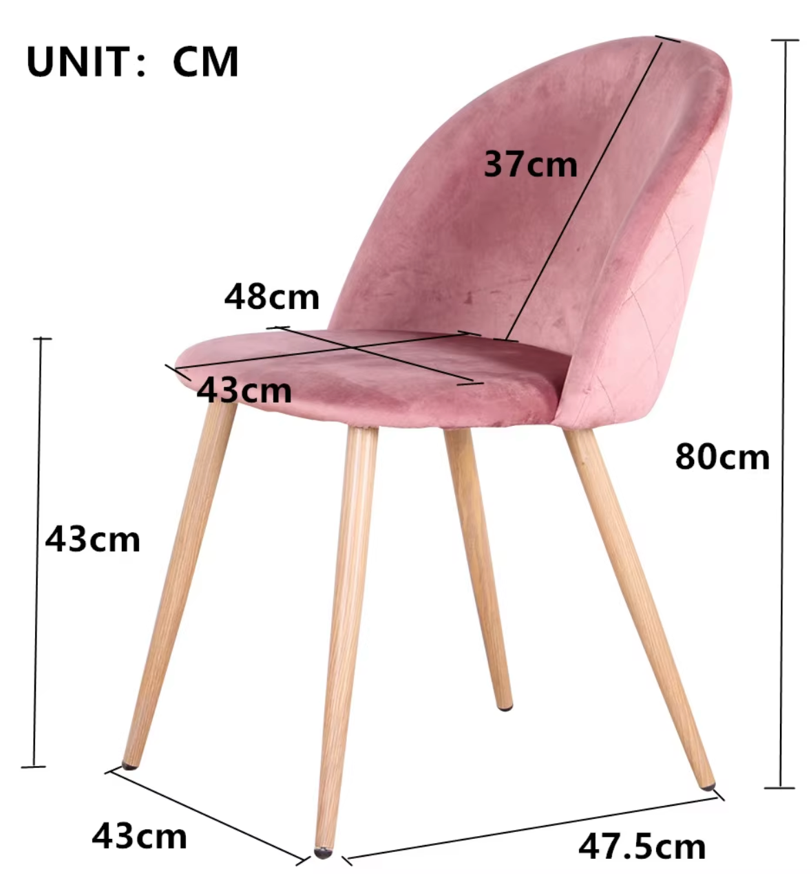 Set van 2/4/6 Fluwelen Eetkamerstoelen Roze – Zachte Zitting en Houten Poten