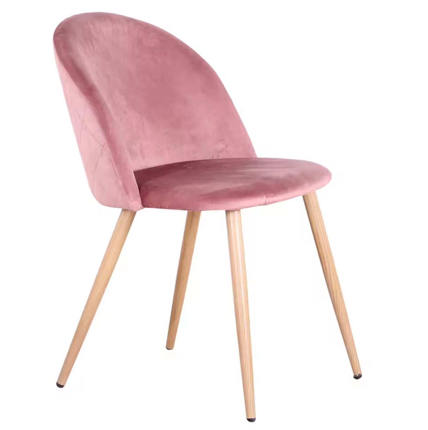 Set van 2/4/6 Fluwelen Eetkamerstoelen Roze – Zachte Zitting en Houten Poten