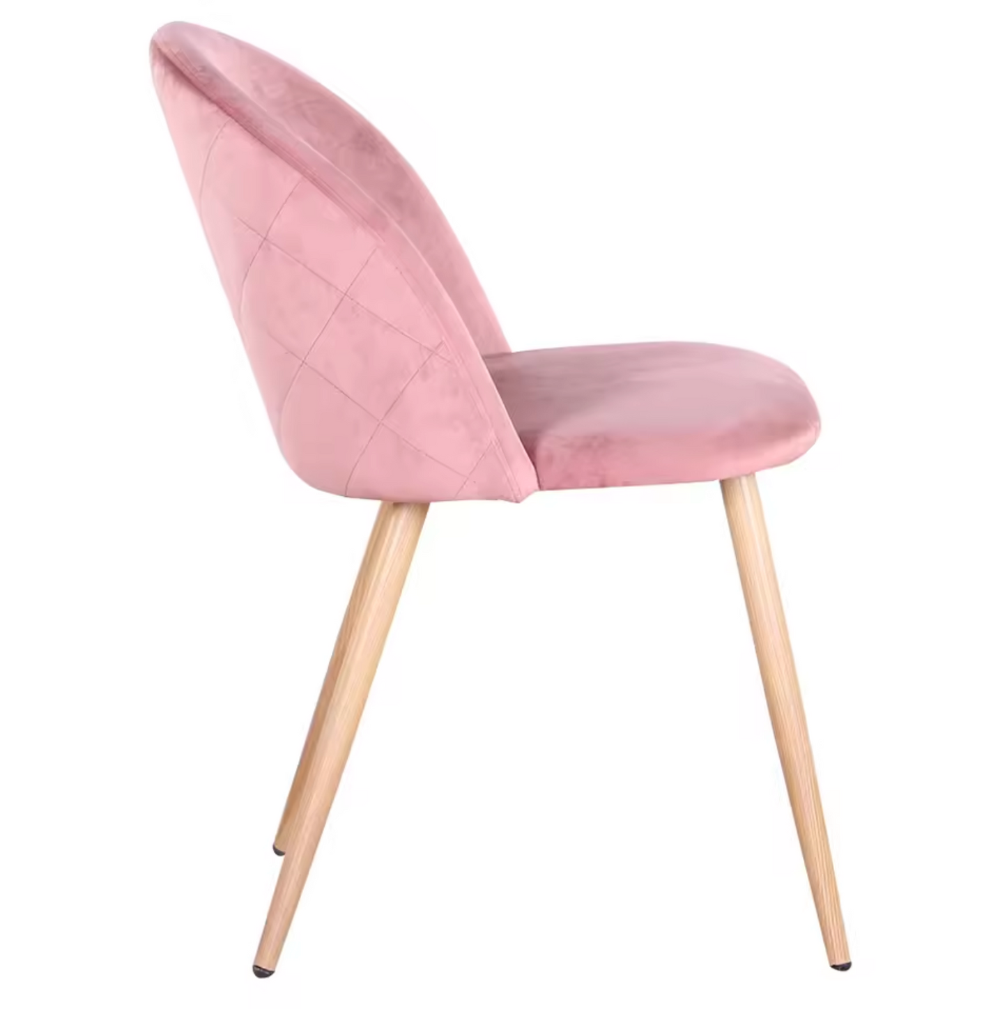 Set van 2/4/6 Fluwelen Eetkamerstoelen Roze – Zachte Zitting en Houten Poten