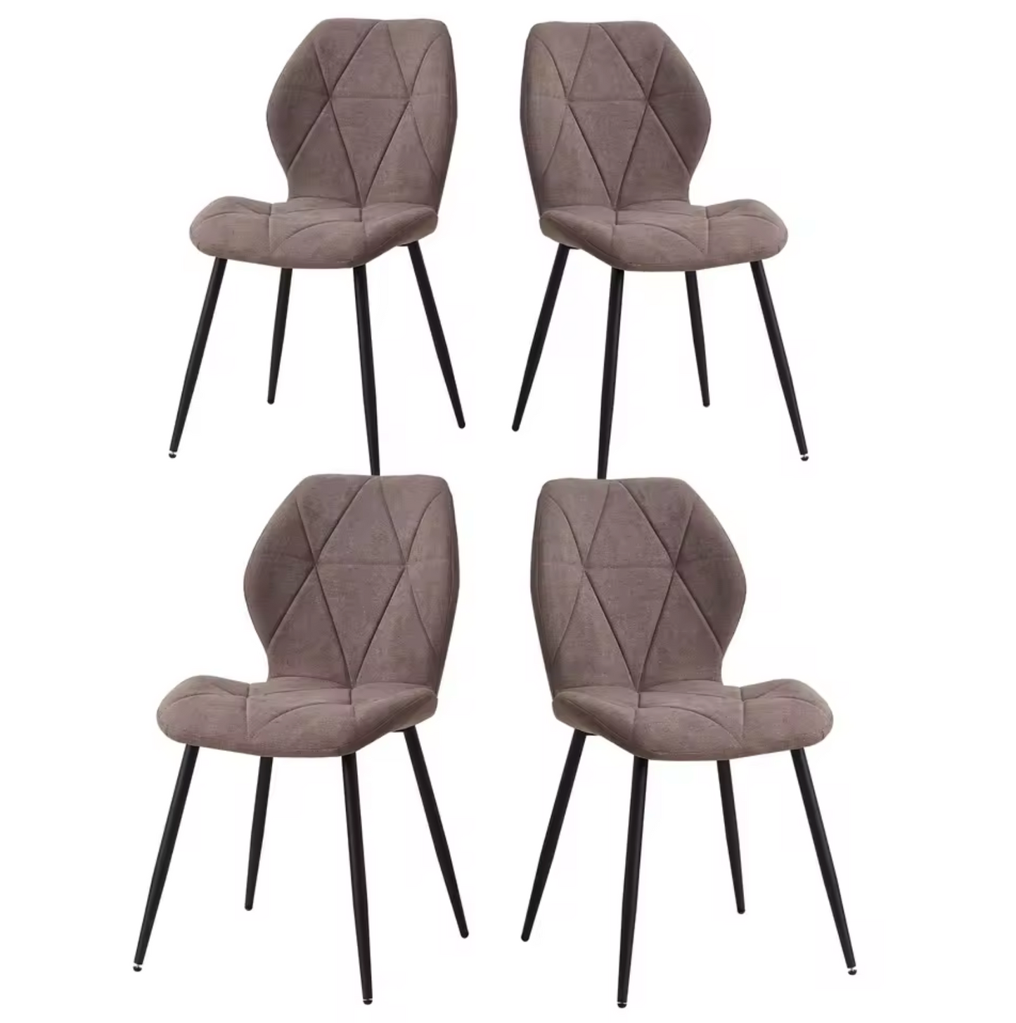 Set van 4 Moderne Eetkamerstoelen – Gevoerde Zitting & IJzeren Poten