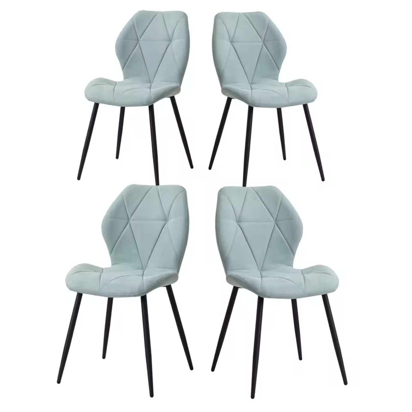 Set van 4 Moderne Eetkamerstoelen – Gevoerde Zitting & IJzeren Poten