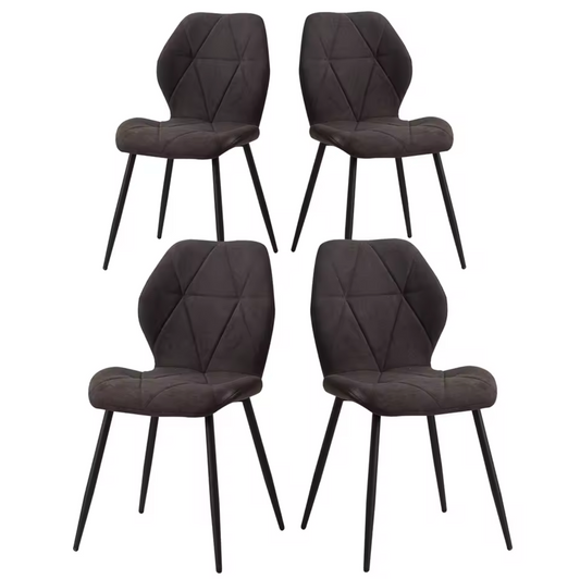 Set van 4 Moderne Eetkamerstoelen – Gevoerde Zitting & IJzeren Poten