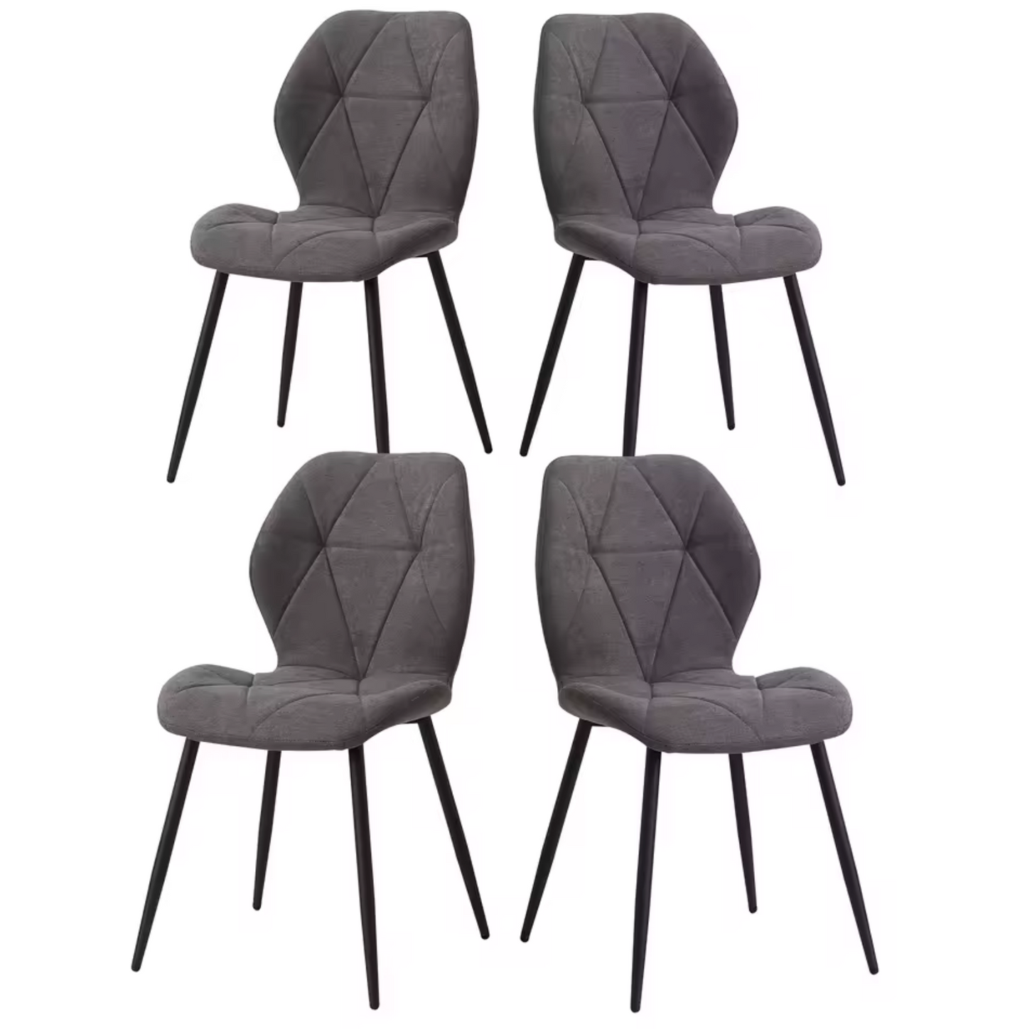 Set van 4 Moderne Eetkamerstoelen – Gevoerde Zitting & IJzeren Poten