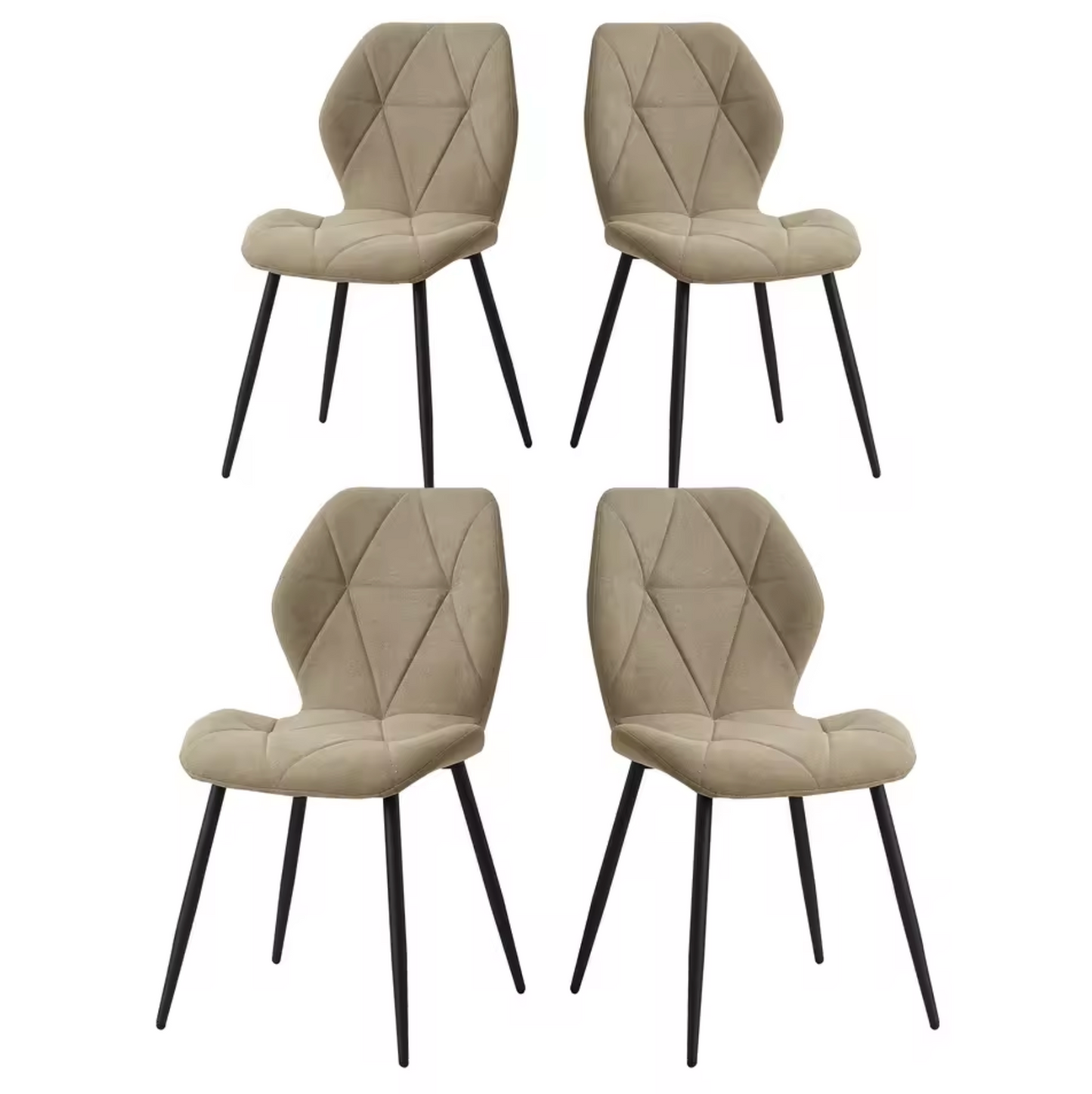 Set van 4 Moderne Eetkamerstoelen – Gevoerde Zitting & IJzeren Poten