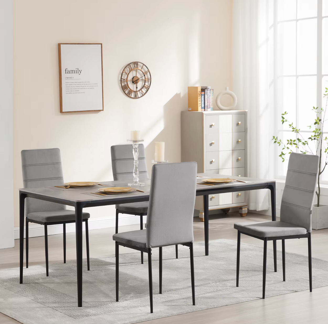 Set van 4 Moderne Eetkamerstoelen met Hoge Rug