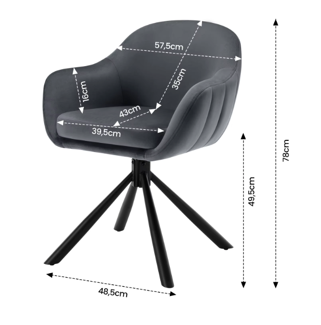 Set van 2 Ergonomische en Gestoffeerde Eetkamerstoelen