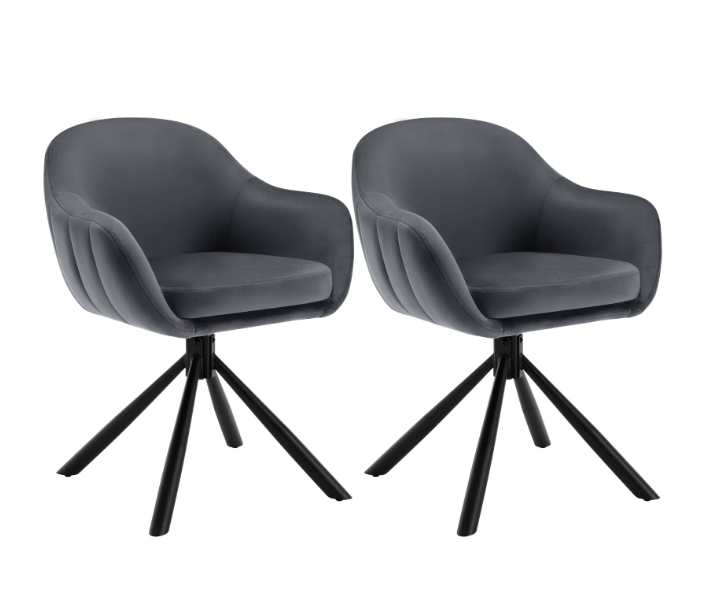 Set van 2 Ergonomische en Gestoffeerde Eetkamerstoelen