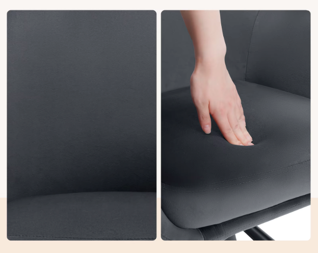 Set van 2 Ergonomische en Gestoffeerde Eetkamerstoelen