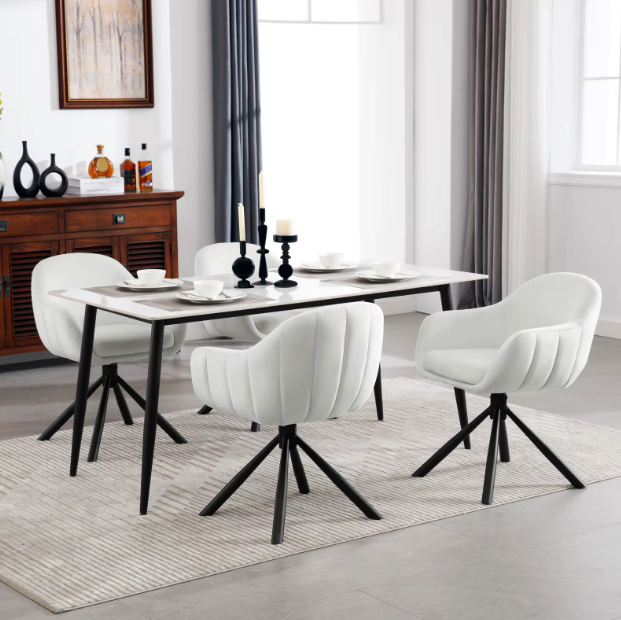 Set van 2 Ergonomische en Gestoffeerde Eetkamerstoelen