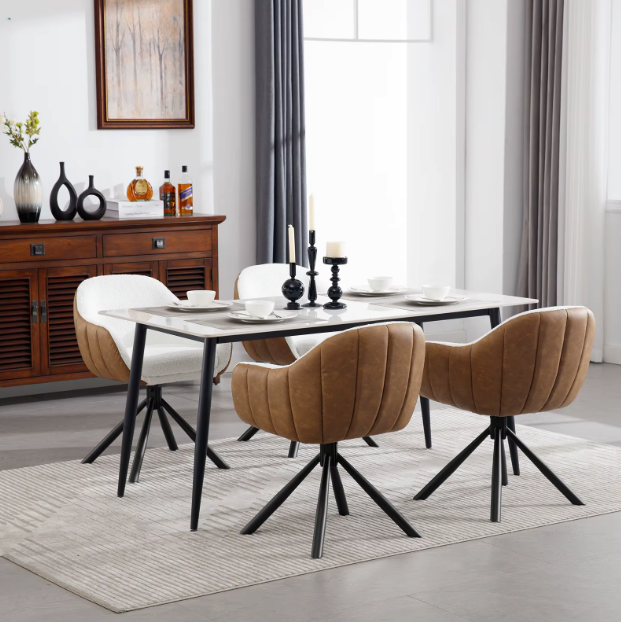 Set van 2 Ergonomische en Gestoffeerde Eetkamerstoelen