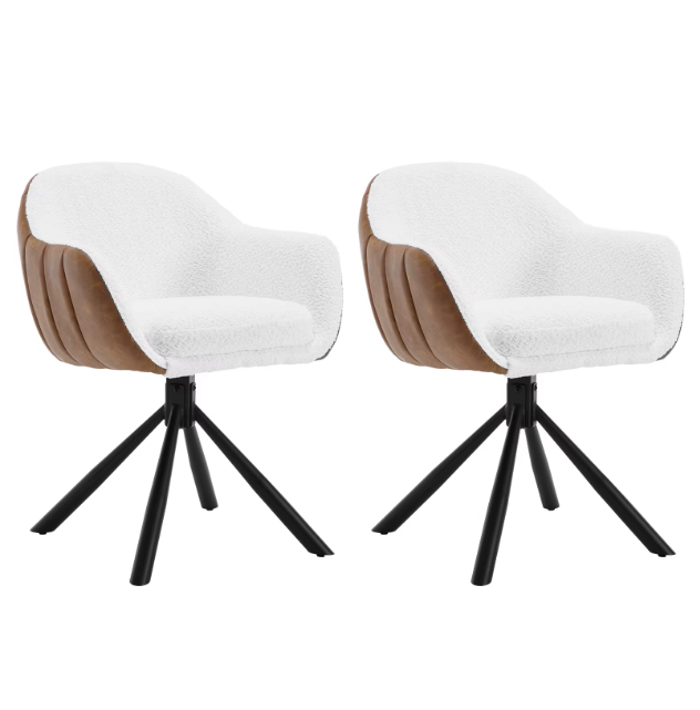 Set van 2 Ergonomische en Gestoffeerde Eetkamerstoelen