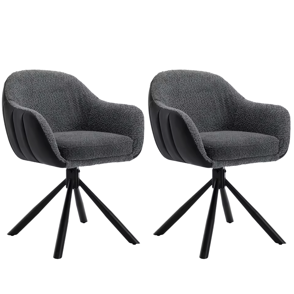Set van 2 Ergonomische en Gestoffeerde Eetkamerstoelen