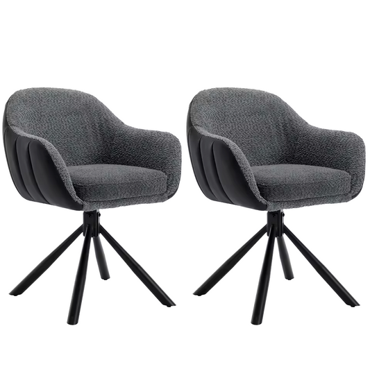 Set van 2 Ergonomische en Gestoffeerde Eetkamerstoelen