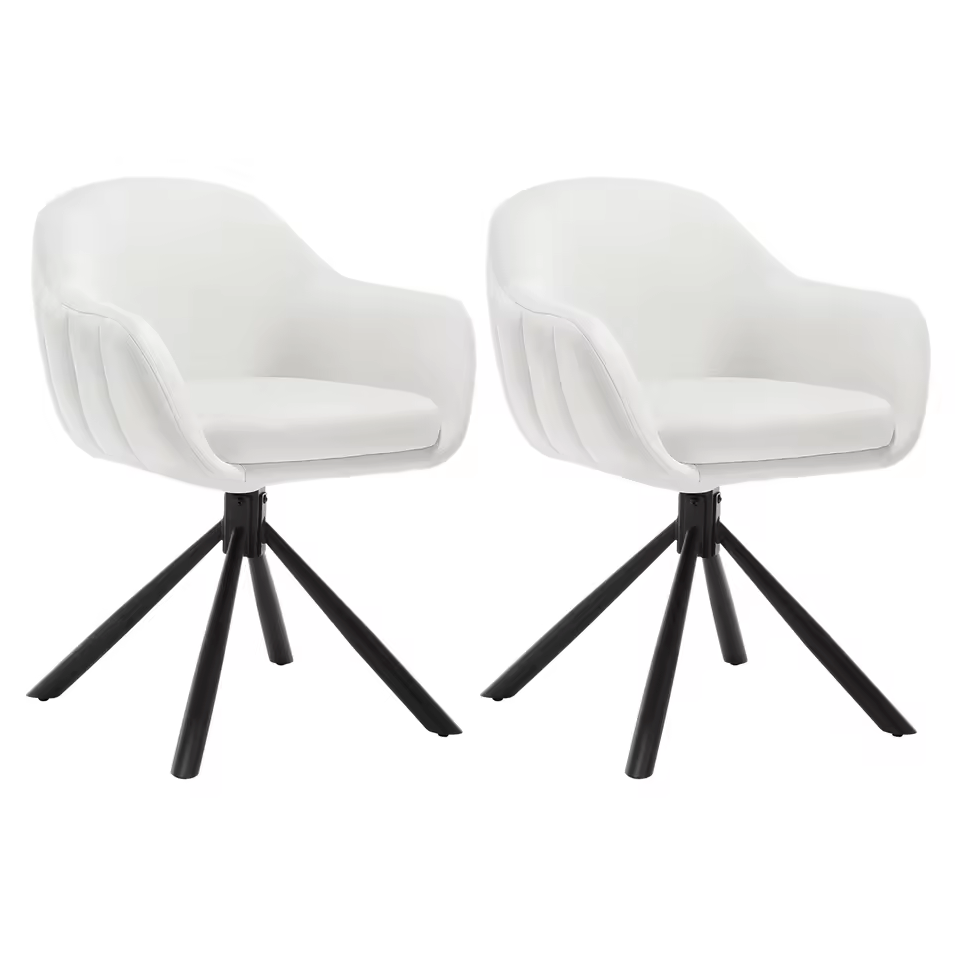 Set van 2 Ergonomische en Gestoffeerde Eetkamerstoelen