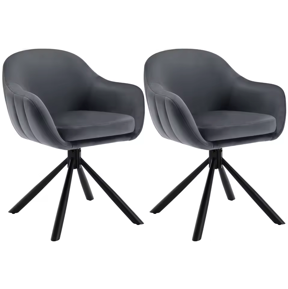 Set van 2 Ergonomische en Gestoffeerde Eetkamerstoelen
