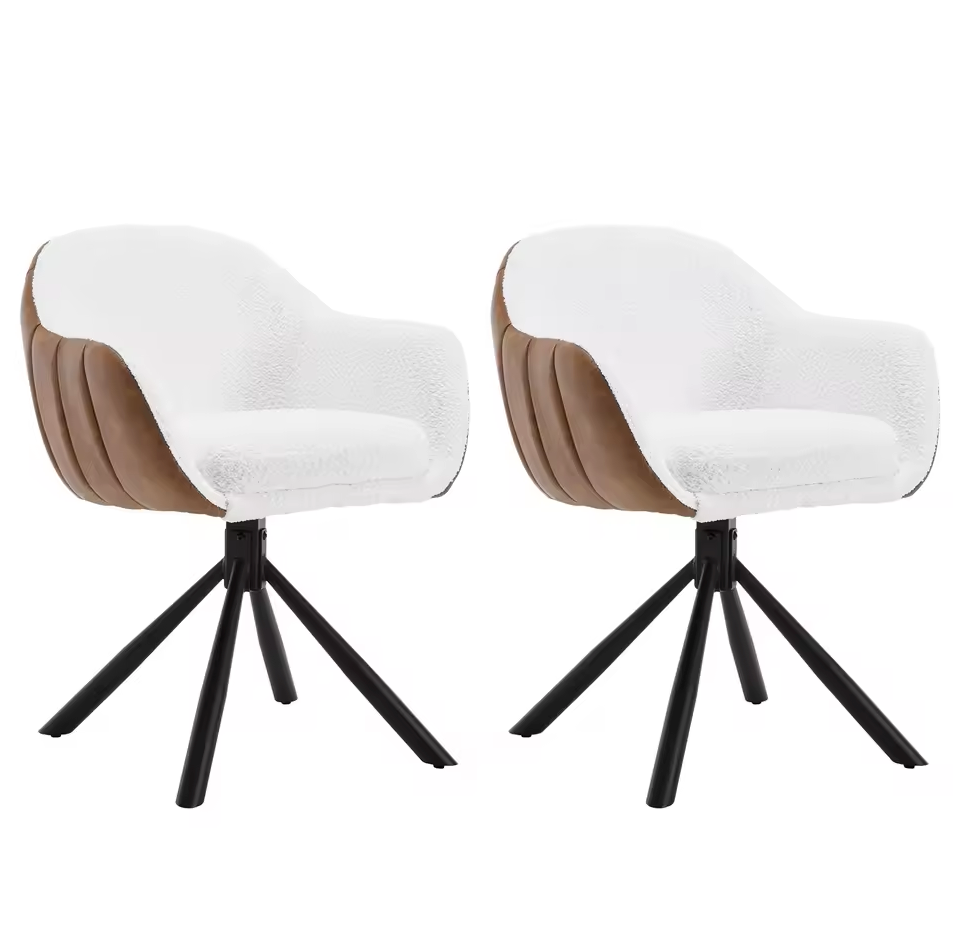 Set van 2 Ergonomische en Gestoffeerde Eetkamerstoelen