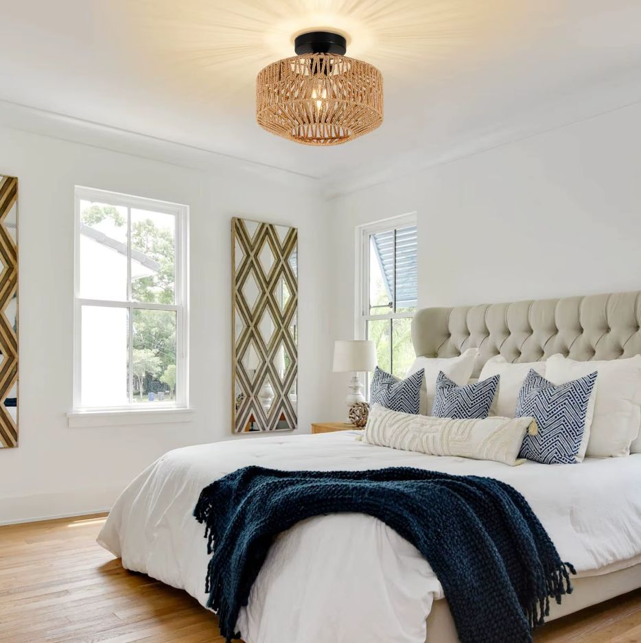 Handgemaakte Rotan Plafondlamp – Klassieke Stijl