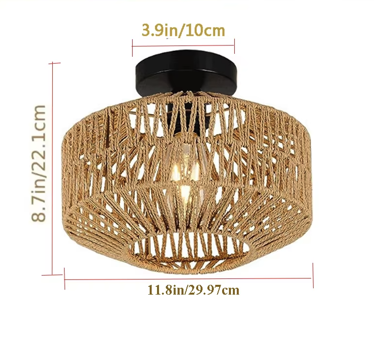 Handgemaakte Rotan Plafondlamp – Klassieke Stijl