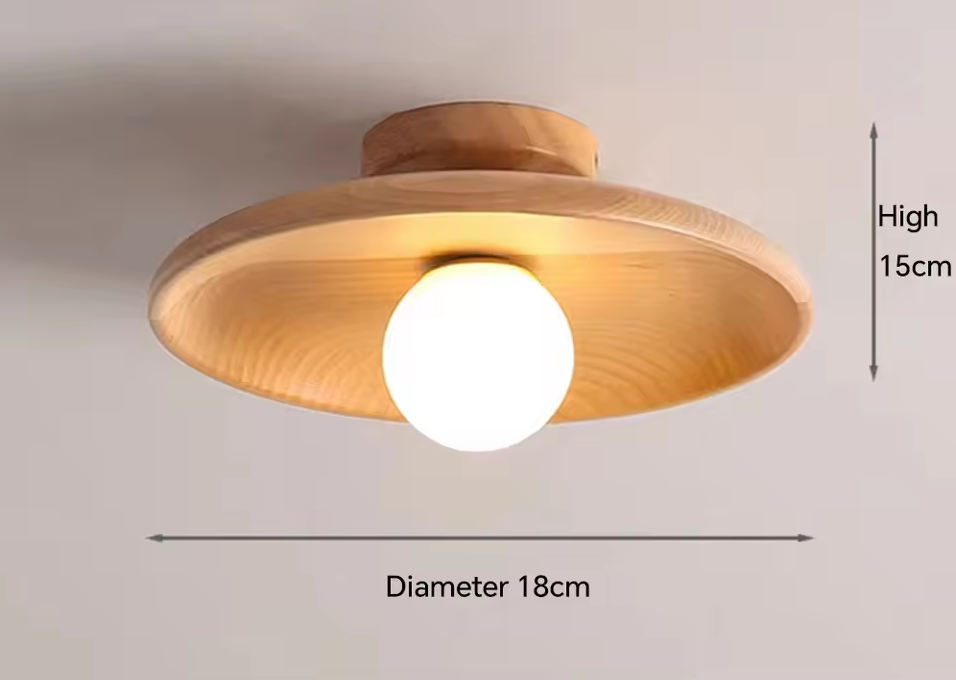 Nordic Houten Plafondlamp – Rond Design | Diameter van 18/28cm