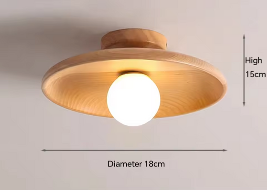 Nordic Houten Plafondlamp – Rond Design | Diameter van 18/28cm