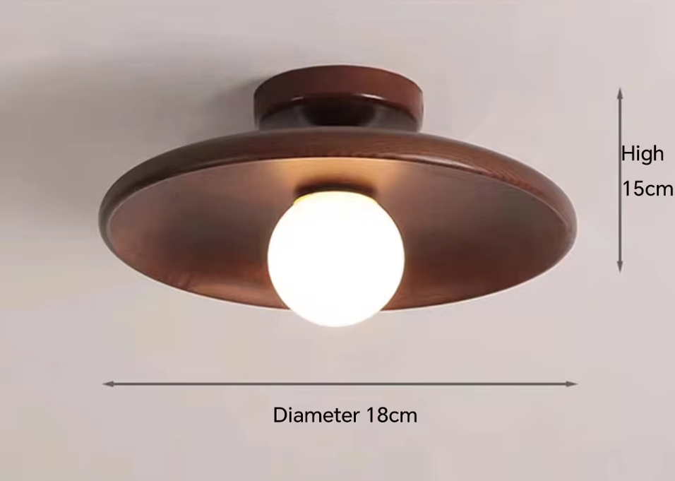 Nordic Houten Plafondlamp – Rond Design | Diameter van 18/28cm